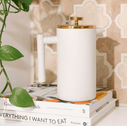 BF French Press Matte White & Brushed Gold