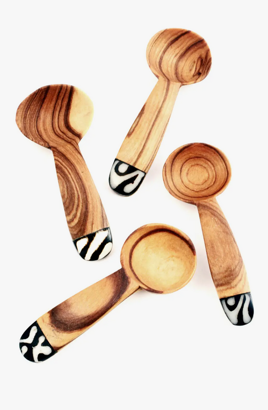 Olive Wood Spice Scoops with Bone
