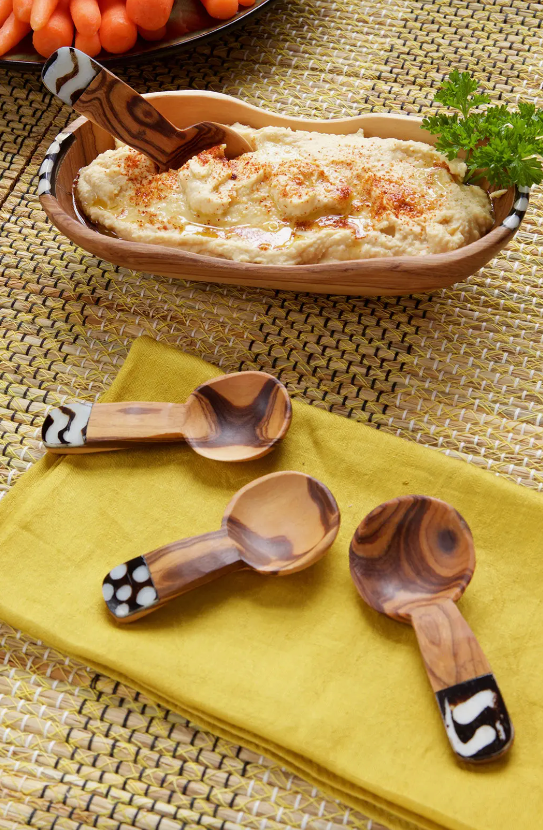 Olive Wood Spice Scoops with Bone
